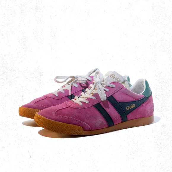 Gola Suede Sneakers Women’s 10 Pink w/ Green Stripe Anthropologie Exclusive - Picture 3 of 7